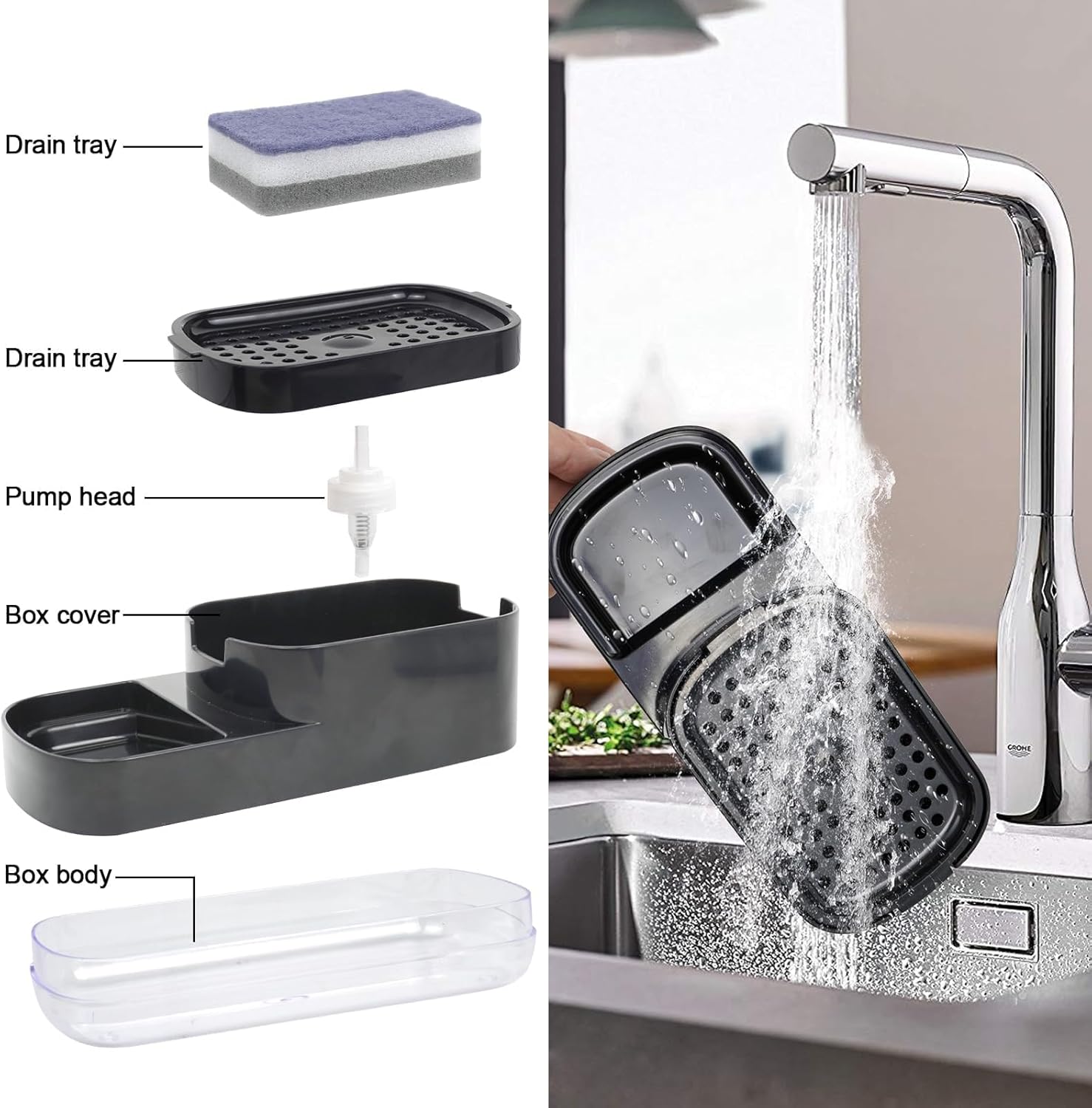 Detalle 2 de Seifenspender TayBong 300 ml mit Schwammhalter