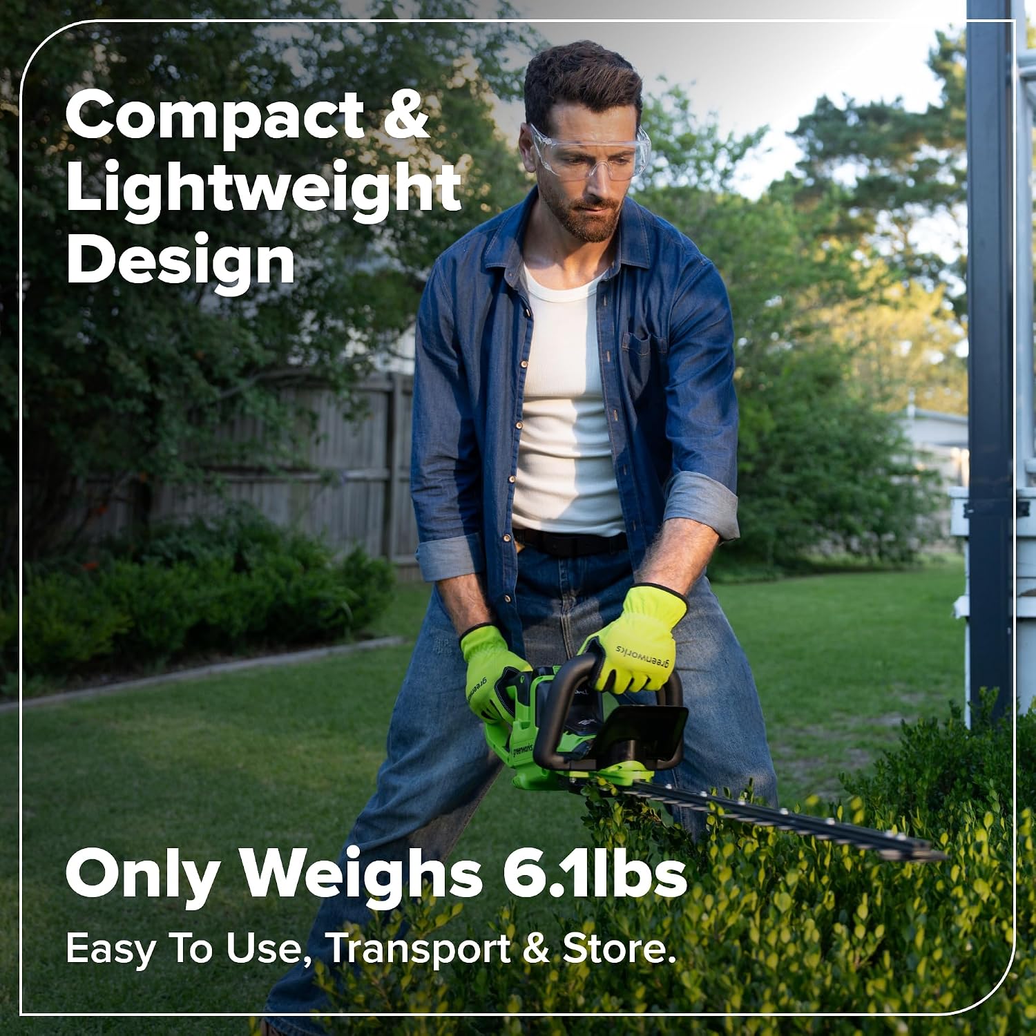 Detalle 2 de Greenworks Cordless Hedge Trimmer, 24-Inch