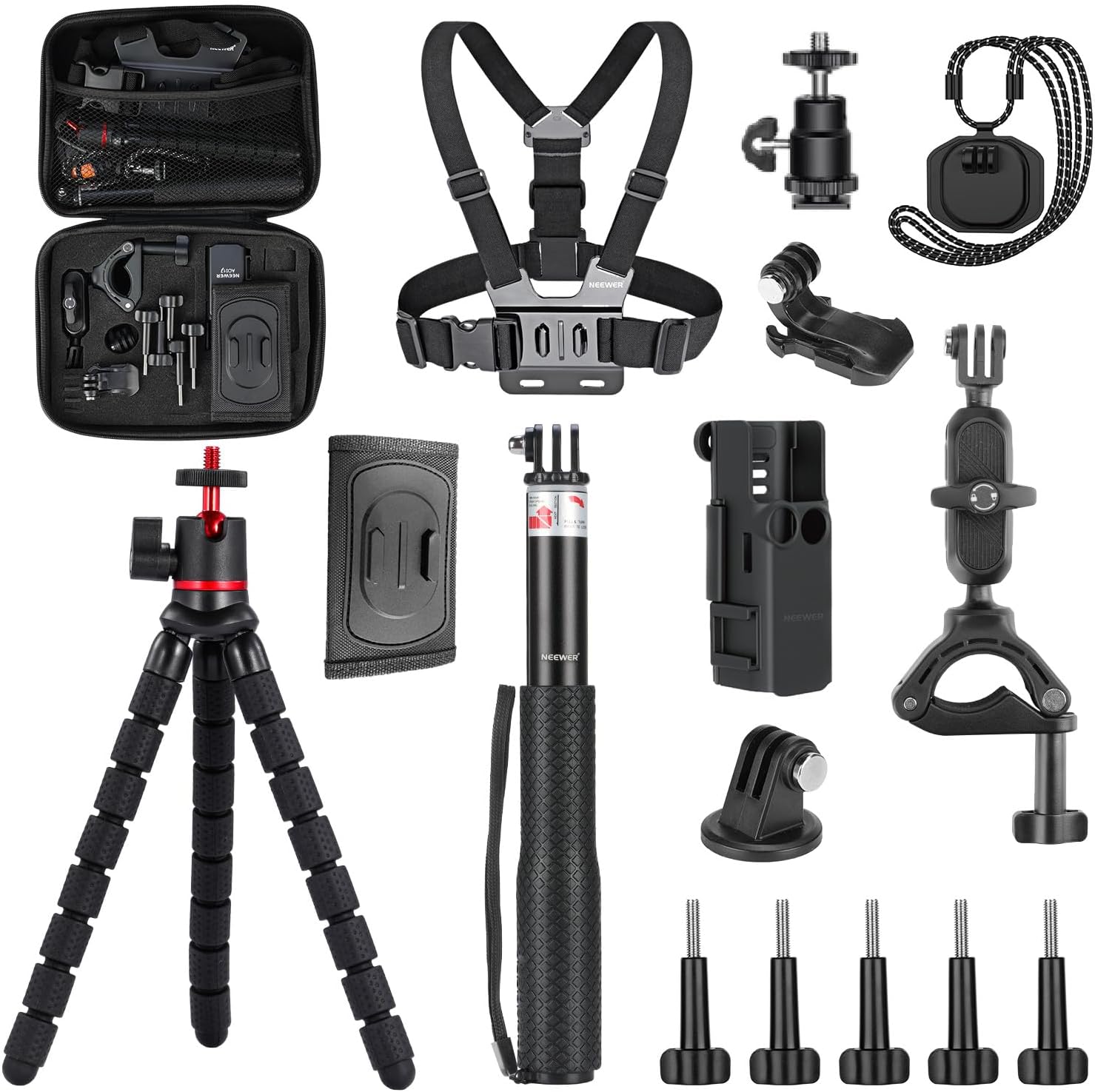 Detalle de NEEWER Basics 16-in-1 Zubehörset für DJI Osmo Pocket 3 (GP-52) – Berg, Bike, Vlog & Ego-Perspektive