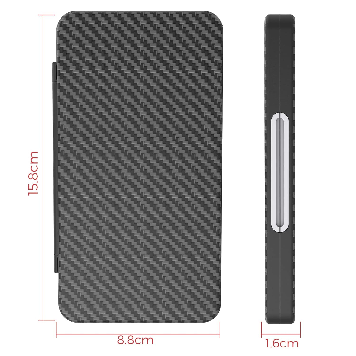 Detalle de HEIYING Game Card Aufbewahrungsbox für Switch 2/ OLED/ Lite – 24 Spielkarten & 24 Micro SD Slots, Kohlenstofffaser-Optik