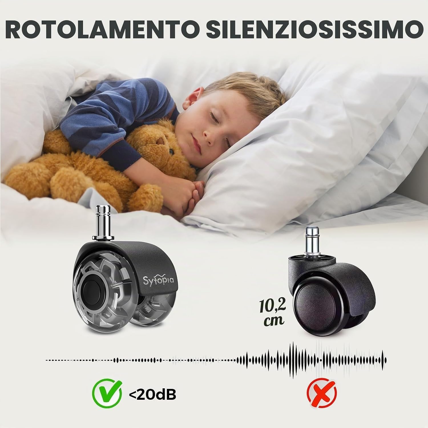 Thumbnail 3 de Sytopia Set di 5 ruote per sedia da ufficio con perno 11 x 22 mm – compatibili con pavimenti in legno, moquette, laminato e piastrelle
