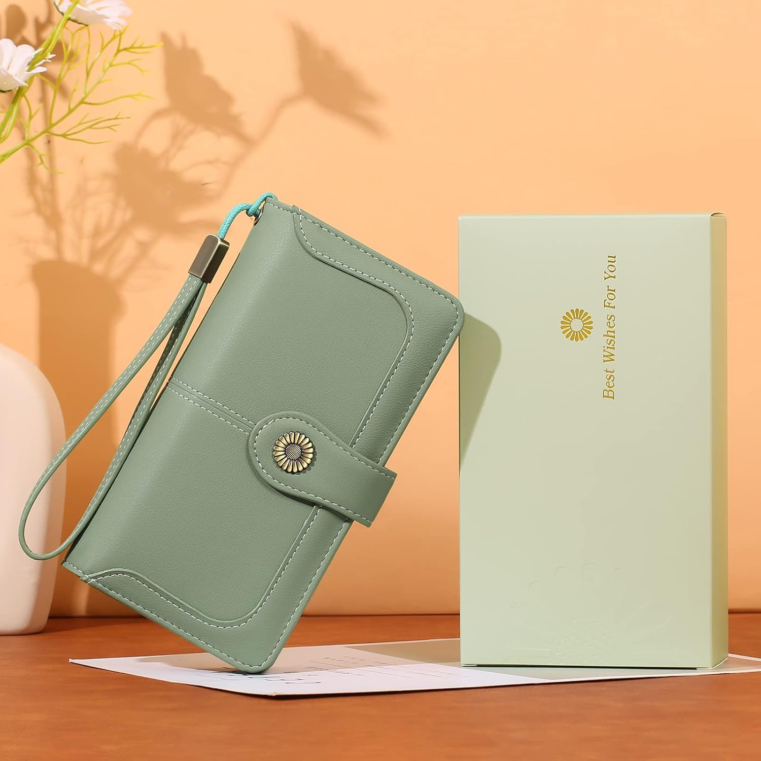 Thumbnail 5 de SENDEFN Genuine Leather Purses for Women – RFID Large Leather Wallet with Detachable Wrist Strap