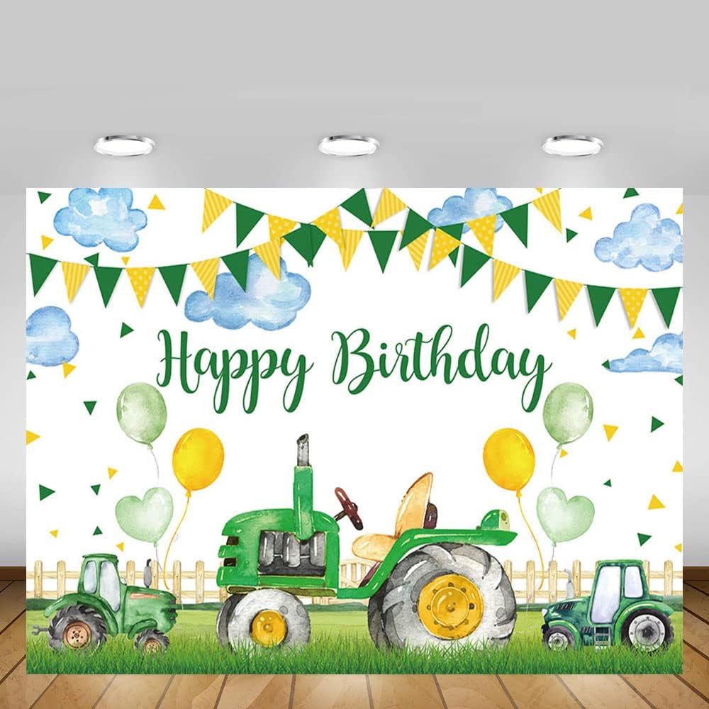 Thumbnail 3 de MEHOFOND 7x5ft Green Tractor Birthday Backdrop