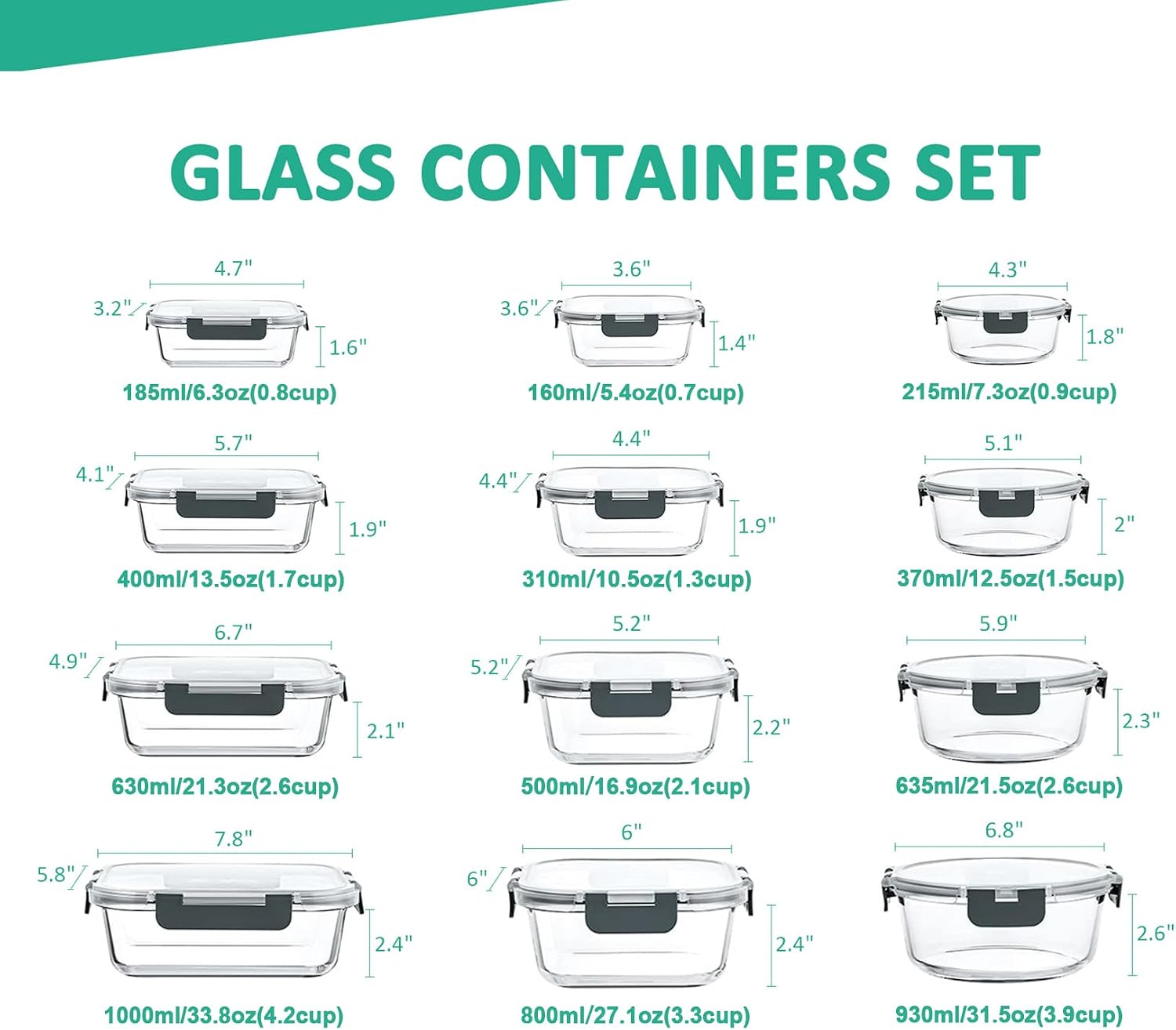 Thumbnail 1 de KOMUEE 24-Piece Glass Food Storage Set 🍽