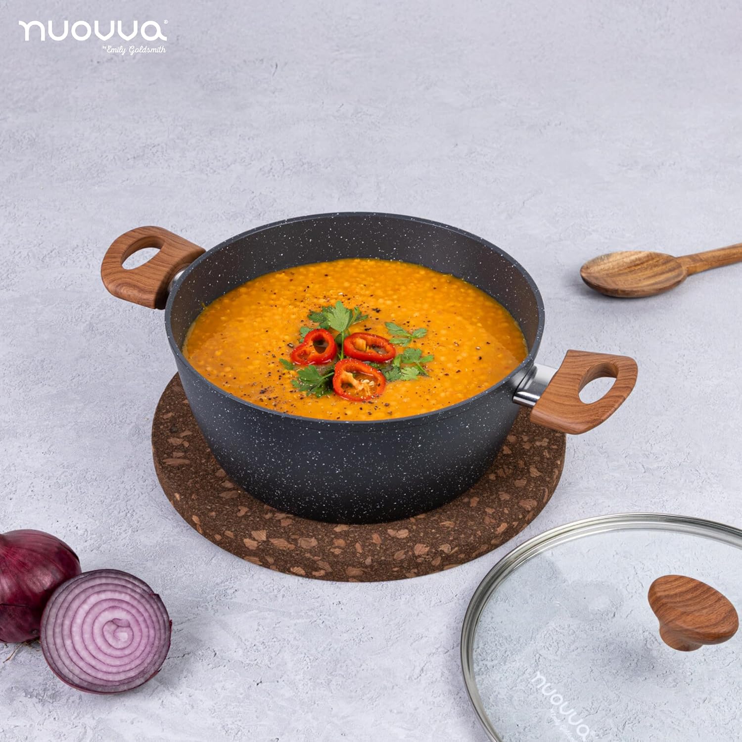 Detalle 1 de Nuovva 24cm Marble Stock Pot 4.2 quart 🍲