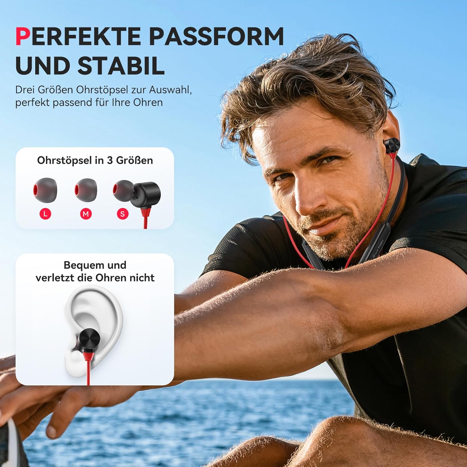 Thumbnail 3 de YATWIN Bluetooth Kopfhörer Sport in Ear – IPX7, 8–10 Std Akku, Noise Cancelling