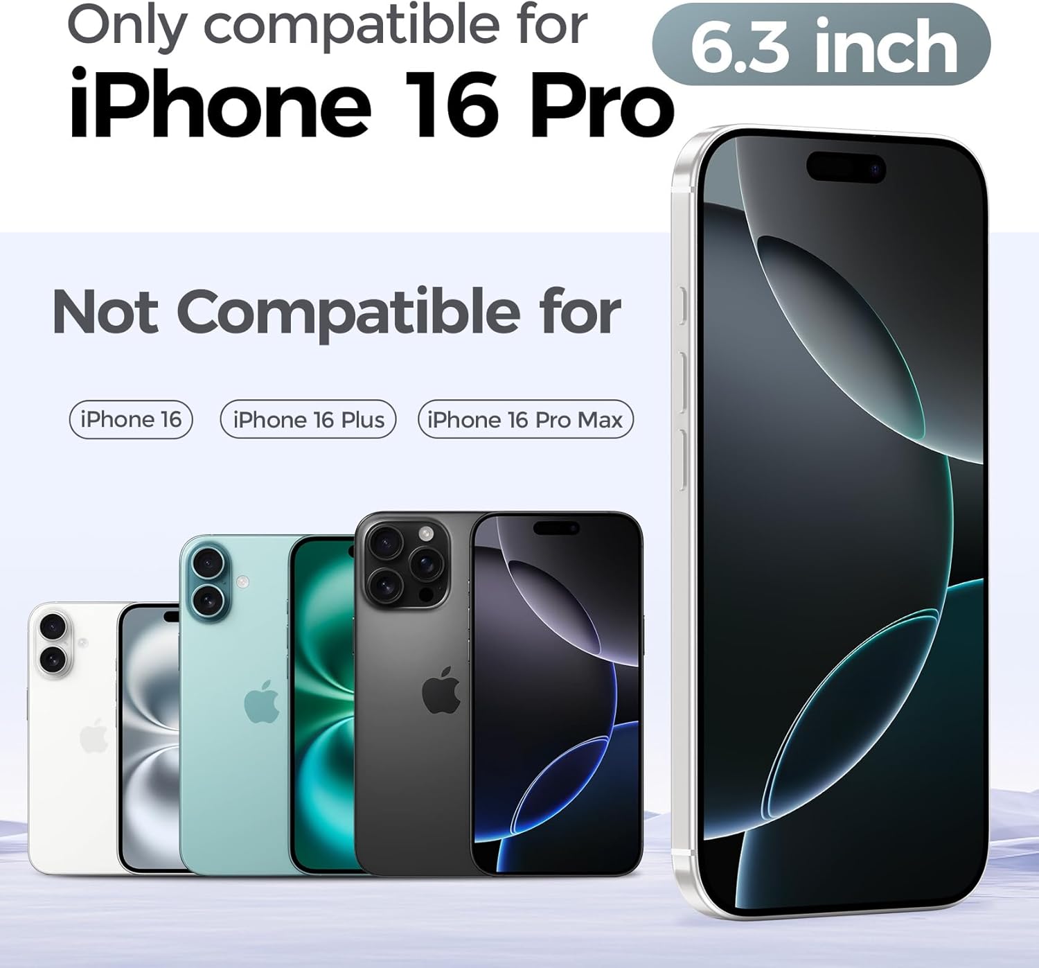 Thumbnail 1 de Niphabe 3 Pack Privacy Screen Protector for iPhone 16 Pro (6.3") with Lens Protectors and Easy Installation Tool