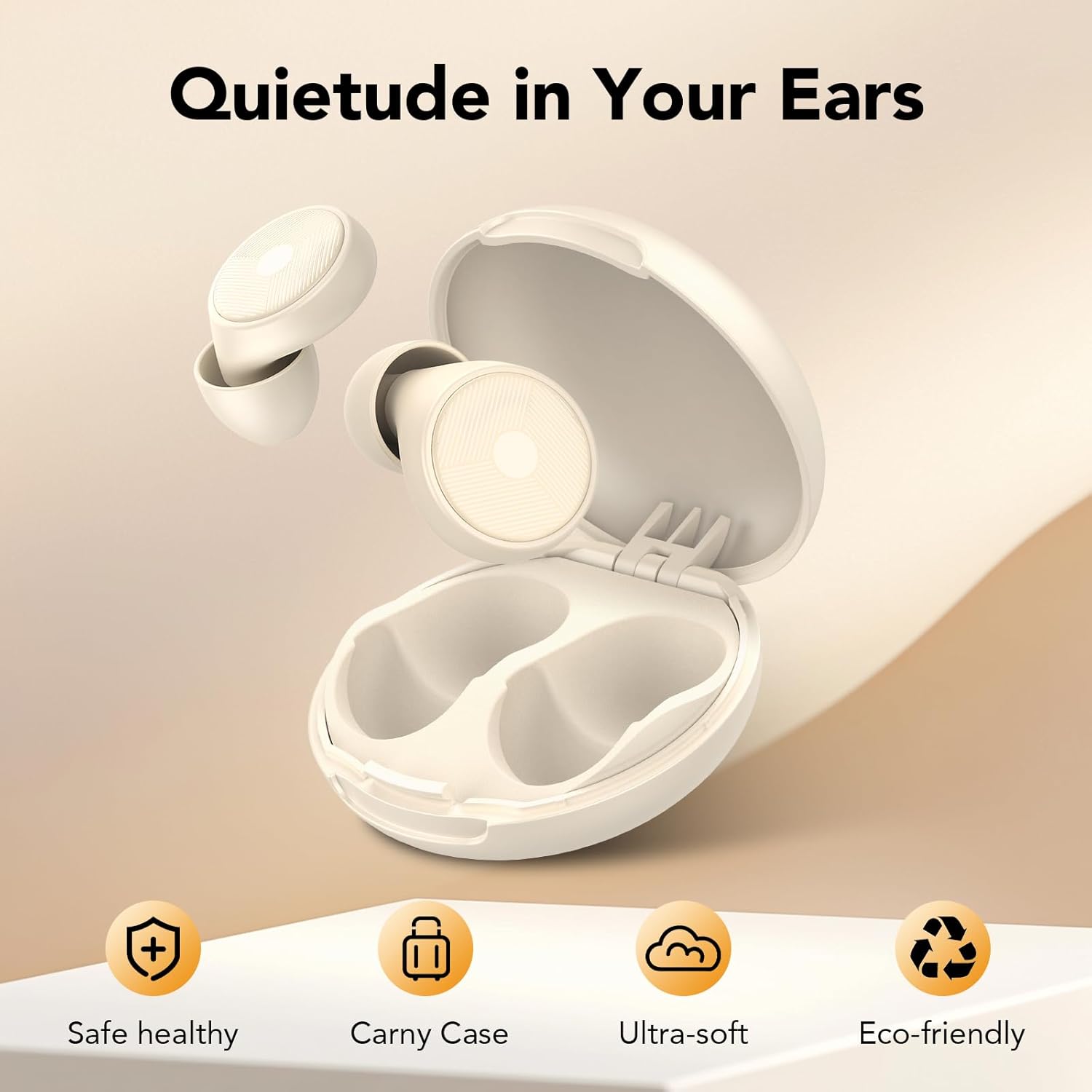 Thumbnail 1 de 2026 Bouchon d'oreille pour dormir – Réduction bruit 45 dB, silicone réutilisable (XS–L) – Blanc