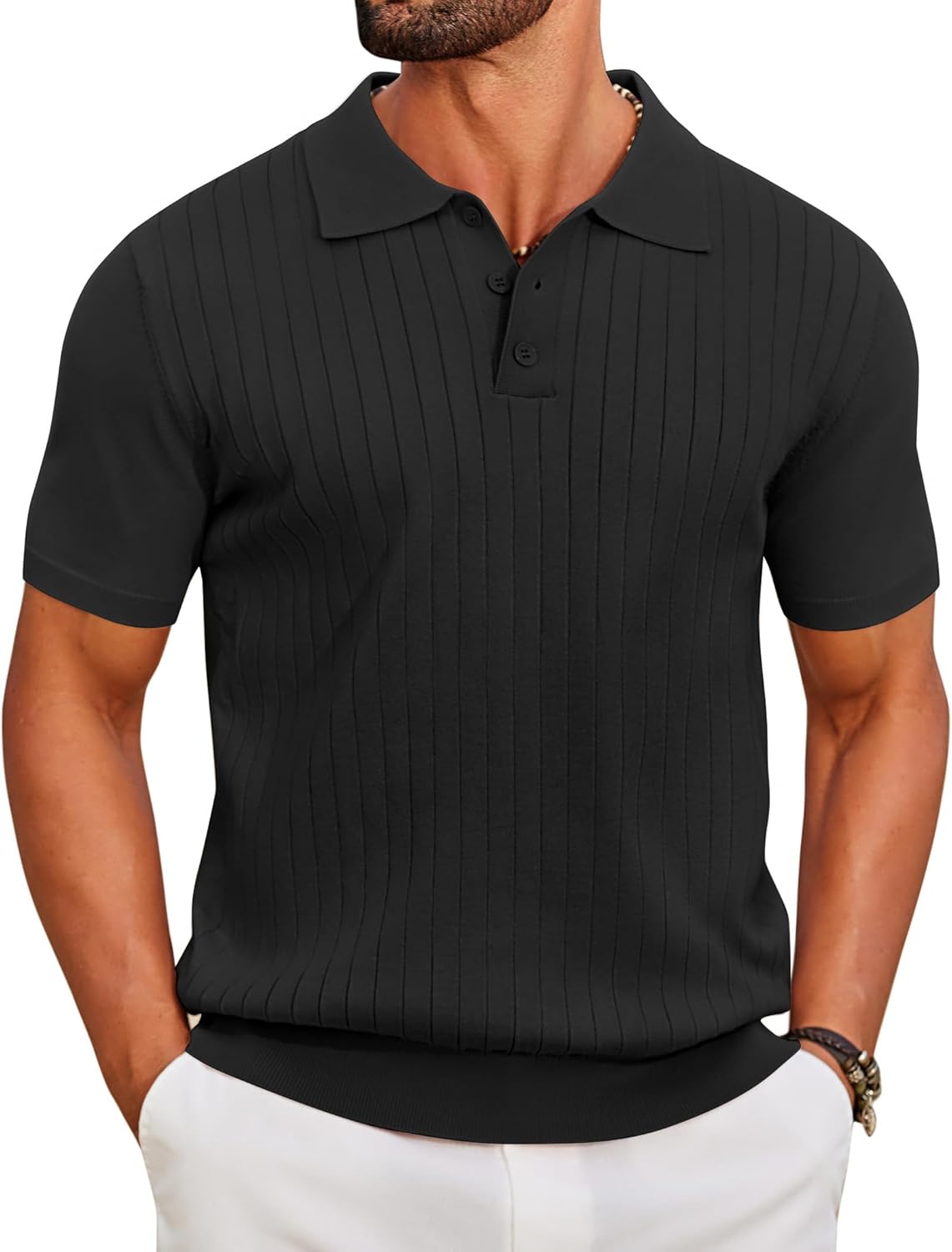 Thumbnail 6 de COOFANDY Polo Uomo Manica Corta Slim Fit per Golf e Casual - Tessuto Elastico e Punti Premium