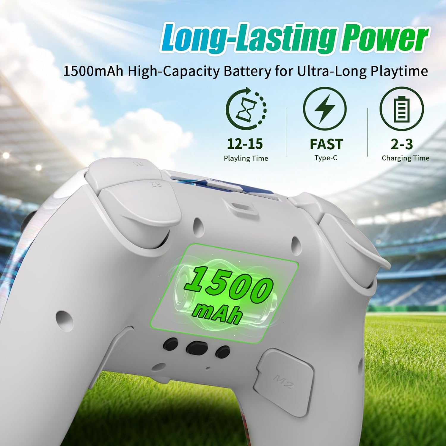 Detalle de YUYIU Wireless Controller P5 World for PS5, Hall Effect Sticks, 1500mAh Battery