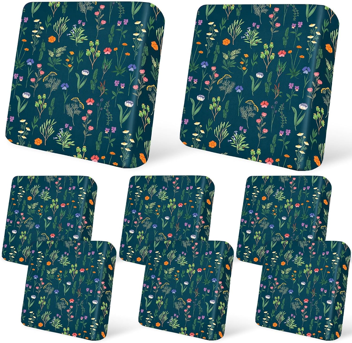 Detalle de pickyNproud XZFBW000610-M-FBA Patio Cushion Covers, 8-Pack, Green Floral Stretch