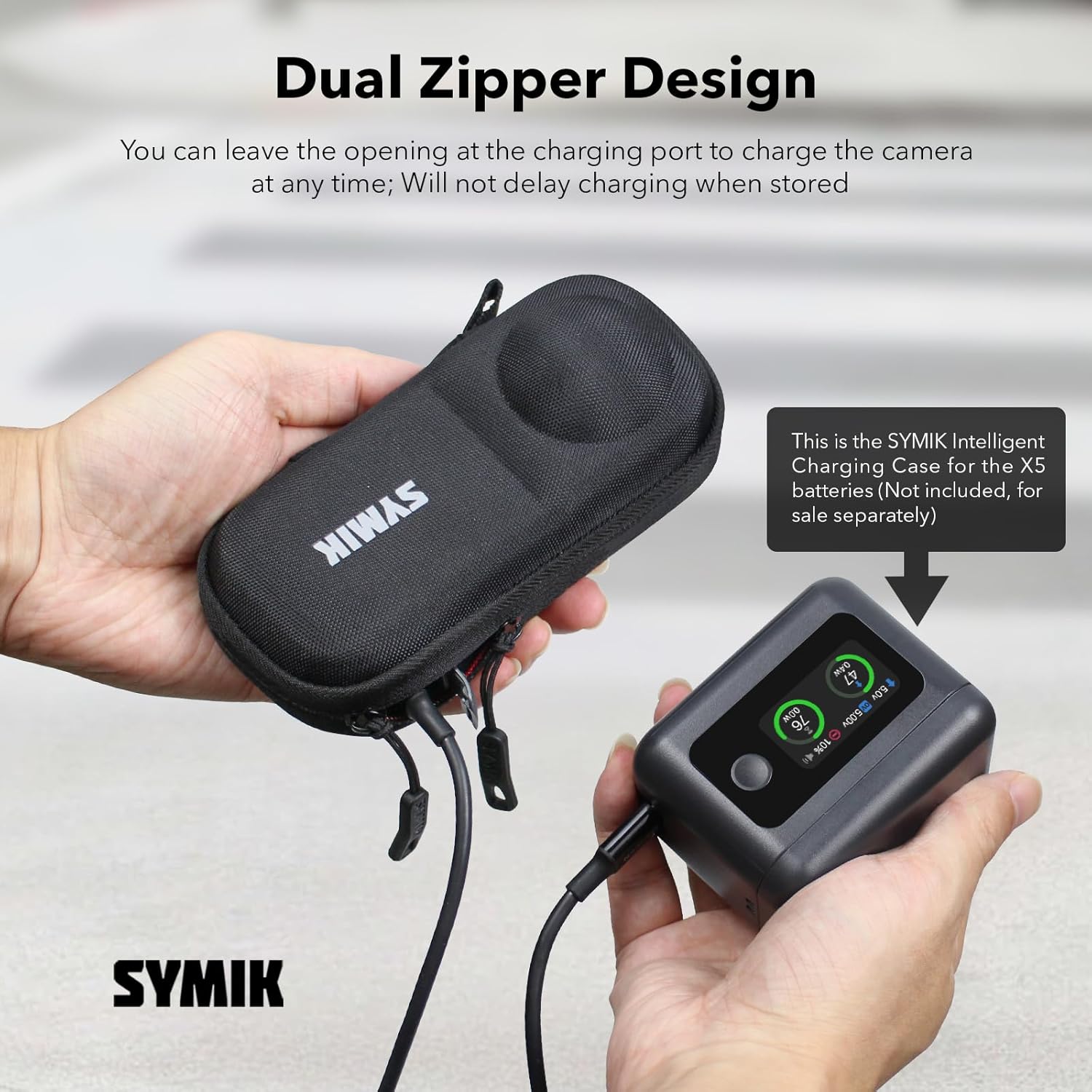 Detalle de SYMIK Capsule Case for Insta360 X5 X4 with Original Lens Cap + Screen Protectors