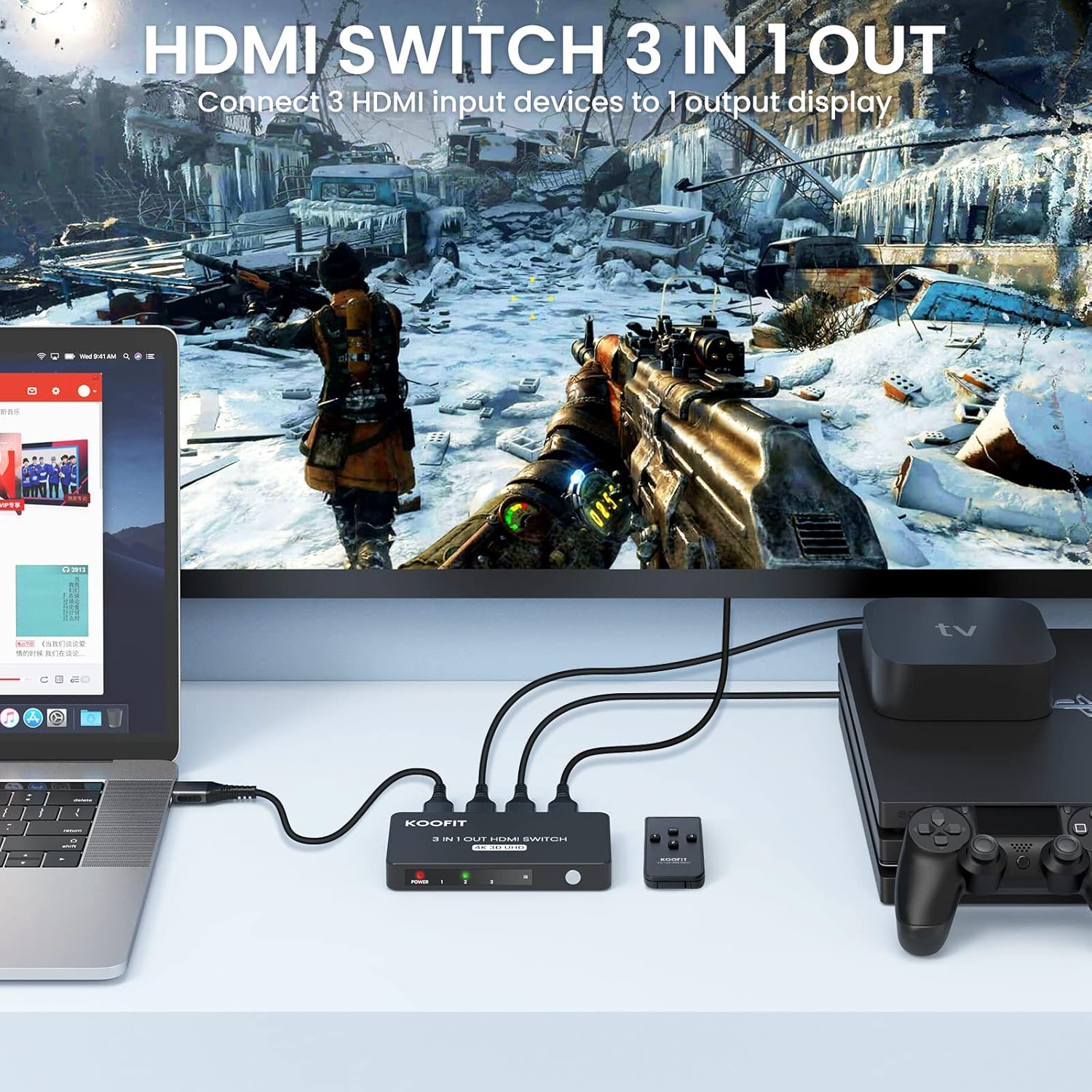 Thumbnail 3 de HDMI Switch 3-in-1 4K Auto Switcher