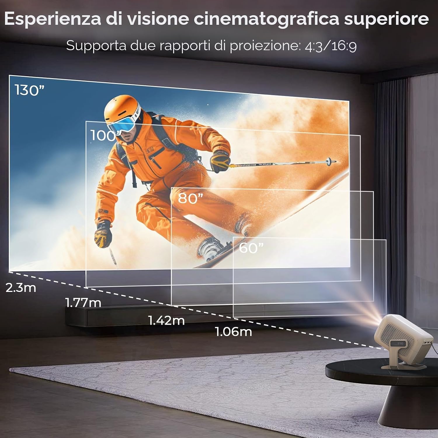 Thumbnail 5 de Lyncast Proiettore Smart 1080P Nativo con Android TV 13, 800 ANSI Lumen e autofocus