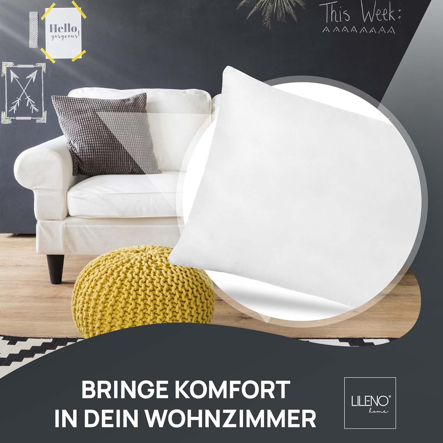 Detalle de LILENO HOME Federkissen 40x80 cm (1. Set) – Federkernkopf- und Schlafkissen mit 600 g Füllung