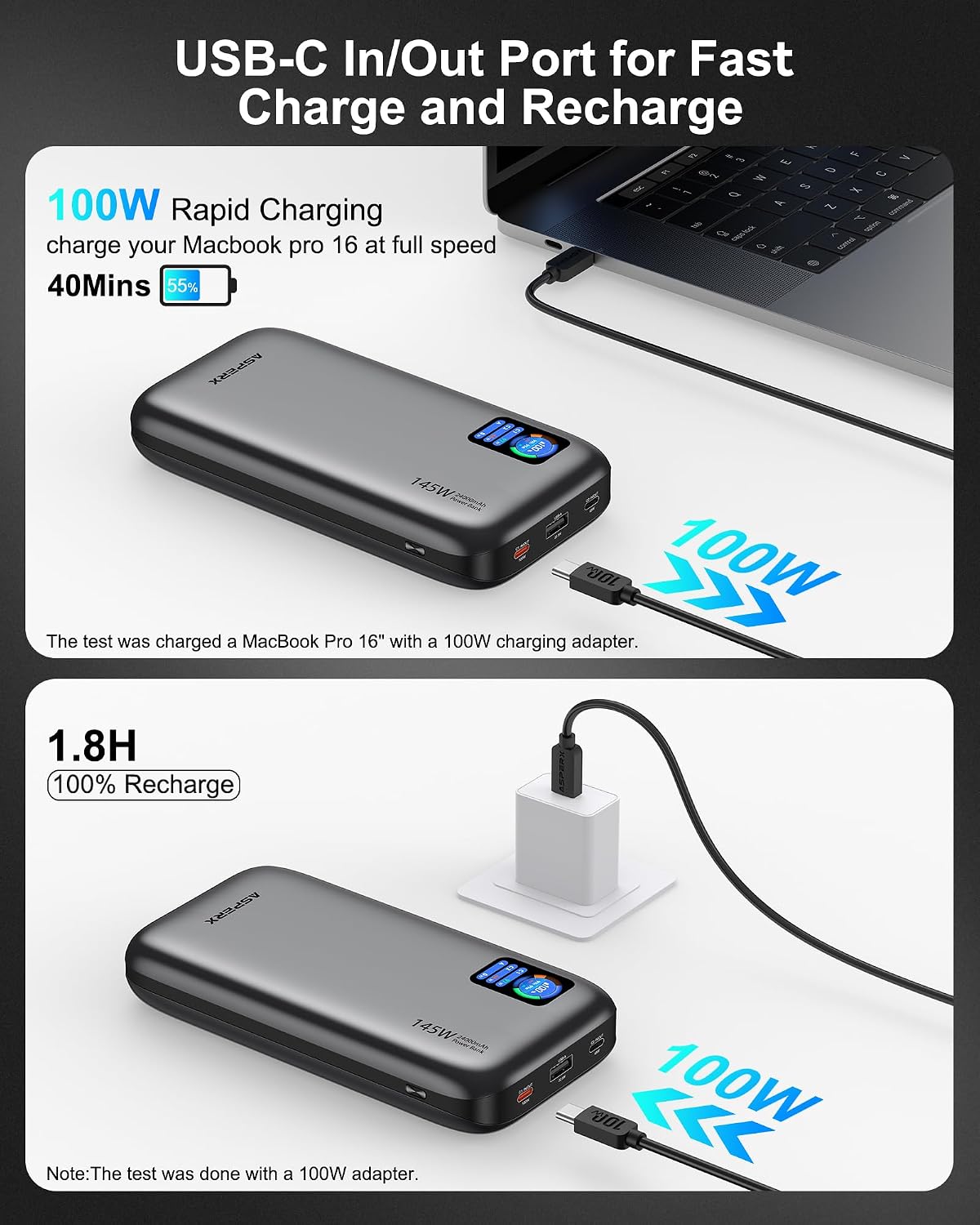 Thumbnail 1 de ASPERX 145W 24000mAh Laptop Power Bank with TFT Display