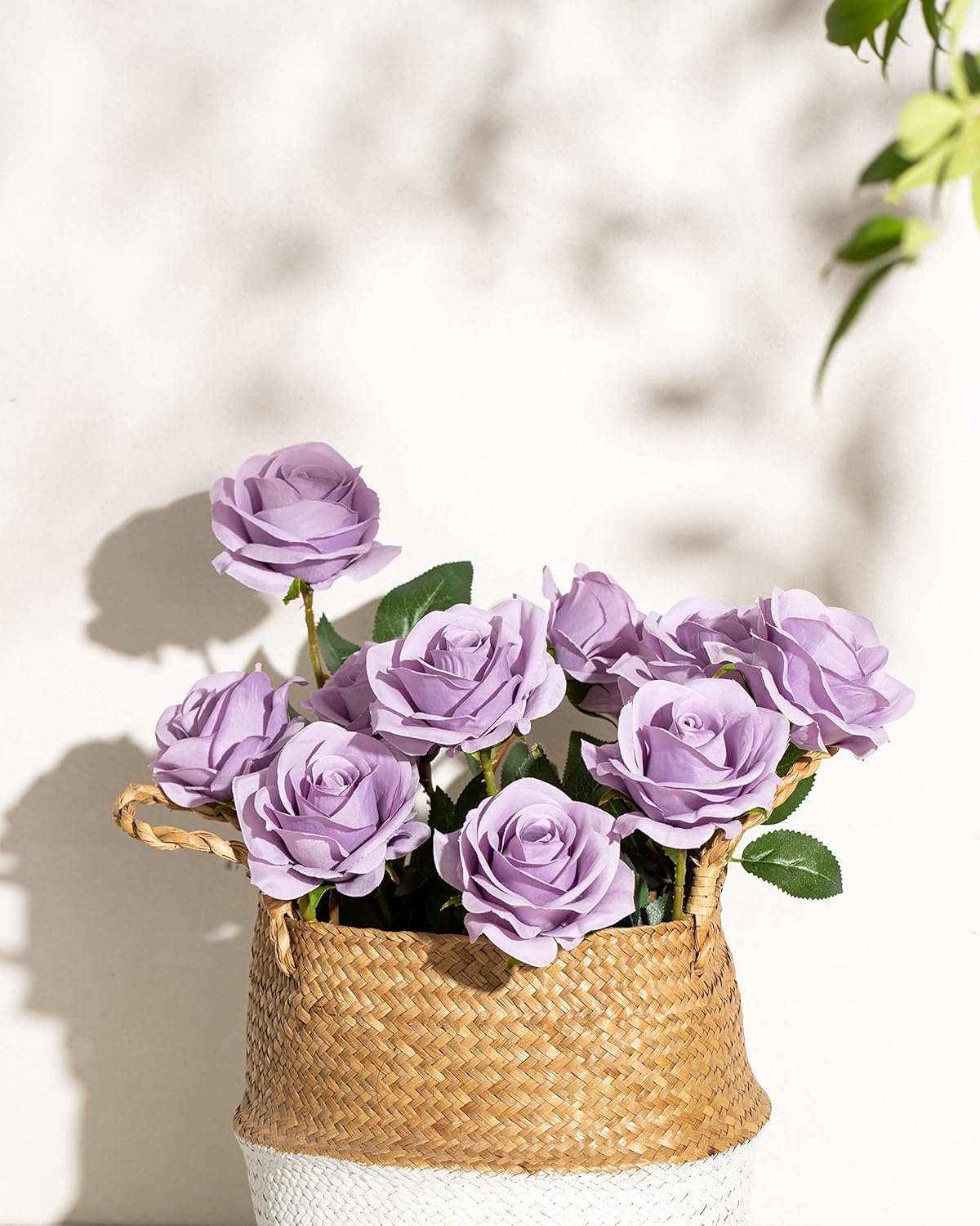 Thumbnail 1 de DuHouse 10x Artificial Lilac Roses (Fake Silk Flowers) with Long Plastic Stems for Wedding & Table Decor