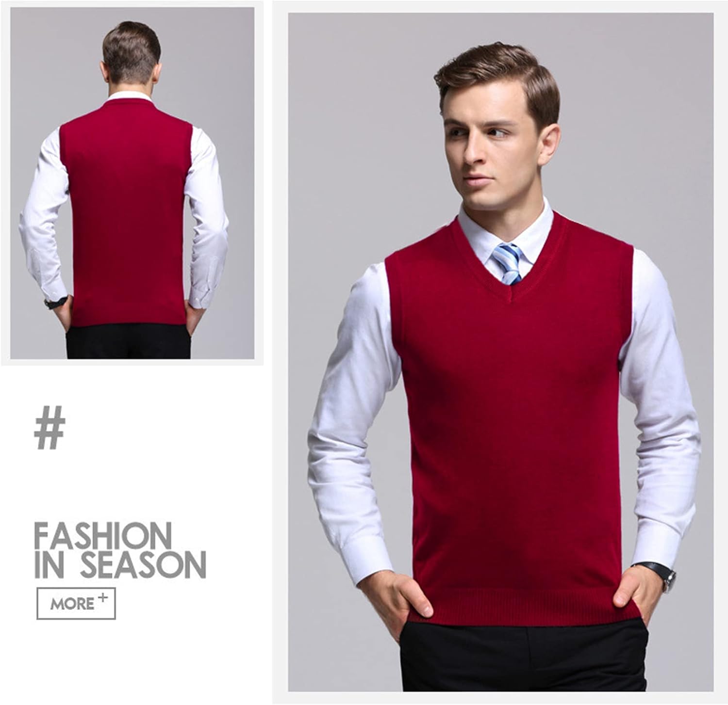 Detalle de Amussiar Men's Sweater Vest V-Neck