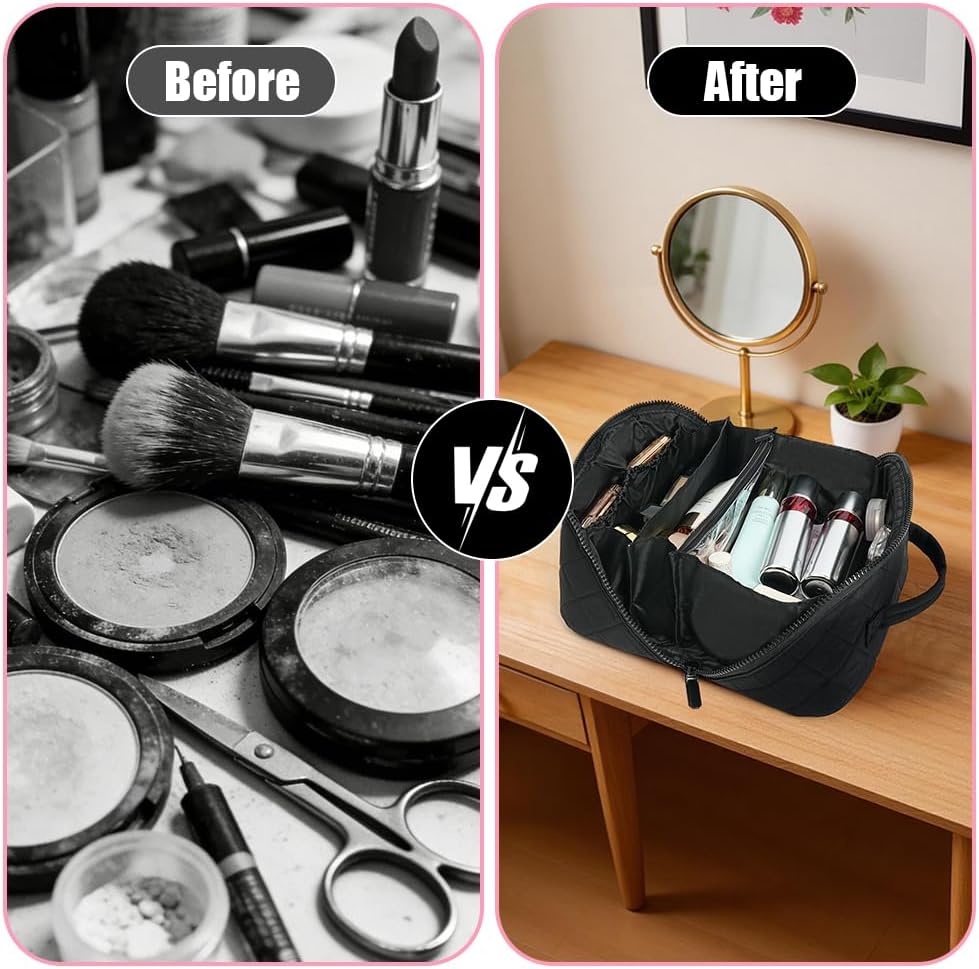 Detalle de URAQT Borsa da Toilette Grande da Viaggio con Mini Beauty Case: praticità e stile per i tuoi cosmetici