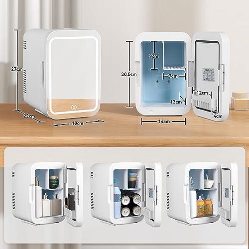 Detalle 1 de ARTETHYS 4L Mini Fridge with LED Mirror, Cooling and Warming