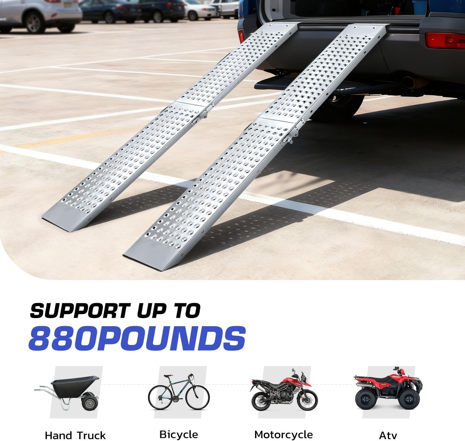 Detalle 2 de DNA Motoring Heavy Duty Folding Ramps (880 lbs capacity) 70" x 9" Multi-Use