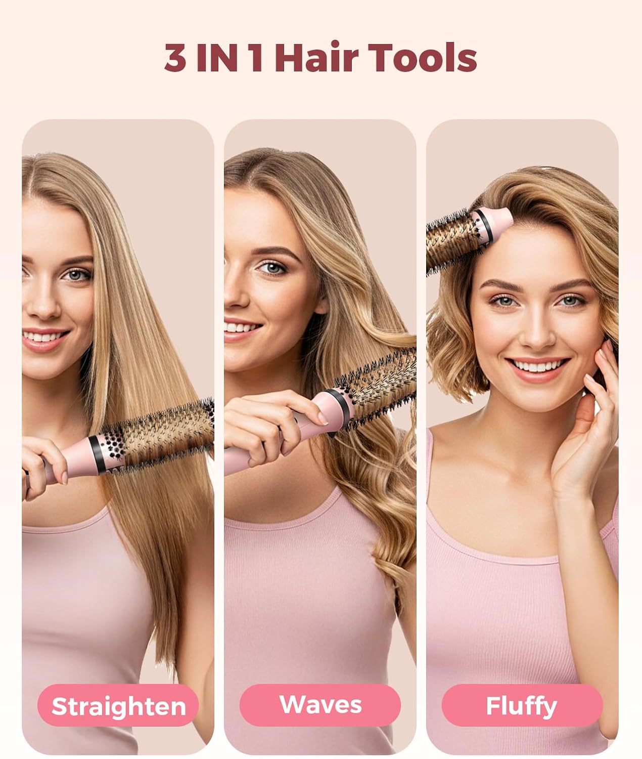Detalle de Bopcal Thermal Brush 38mm: Lightweight, Ionic, Dual Voltage Hot Brush for Dry-H styling