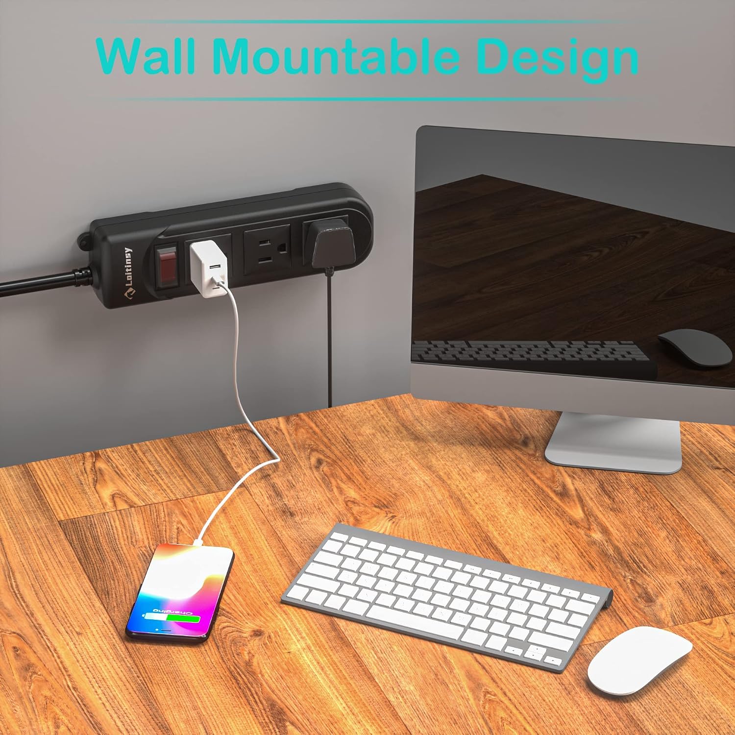 Detalle 1 de Houstus Outdoor Power Bar, 3 Outlets, IPX4 Weather Resistance and 6.56 ft Cord
