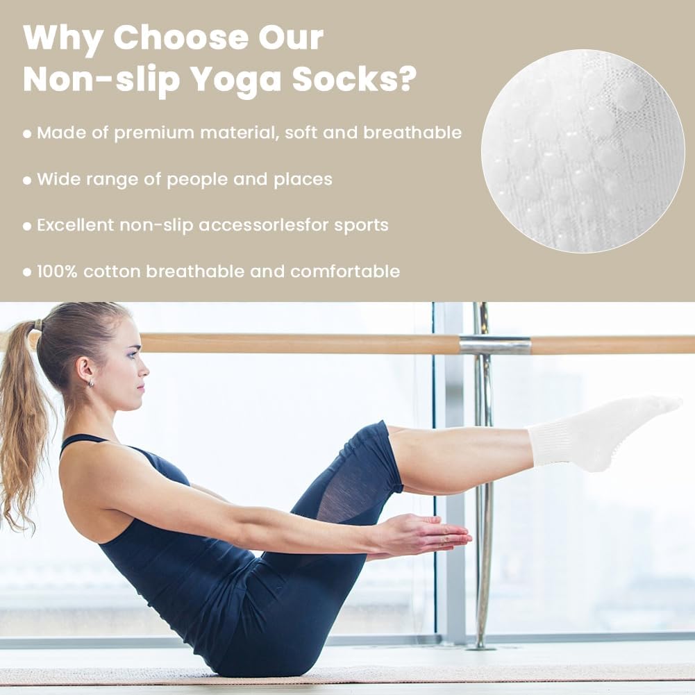 Thumbnail 4 de AOOWU Chaussettes Yoga Femme antidérapantes (4 paires) coton et base silicone, taille 35-42