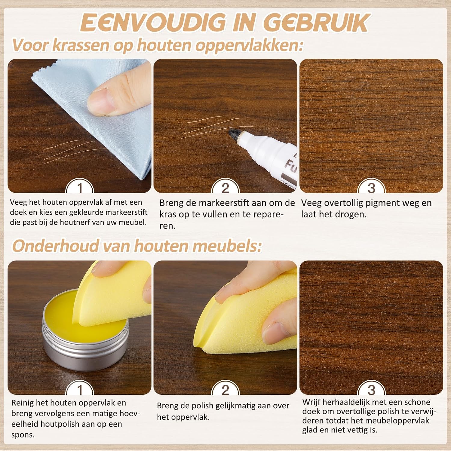 Thumbnail 3 de DEWEL JY-AT-0105-18X-D meubelreparatieset met 18 houtmarkers en polijstwas
