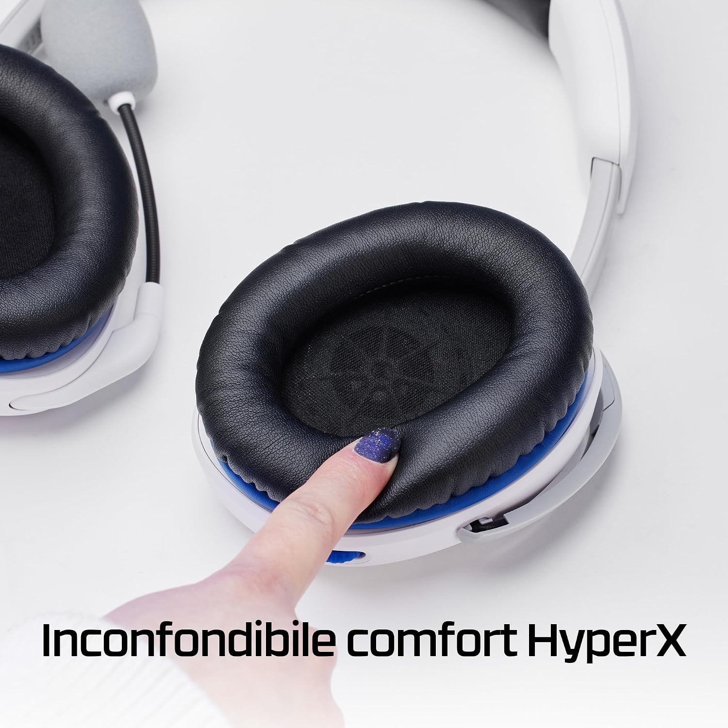 Detalle 2 de HyperX Cloud Stinger II – Cuffie da gaming cablate 3,5 mm con memory foam e microfono swivel-to-mute, bianco