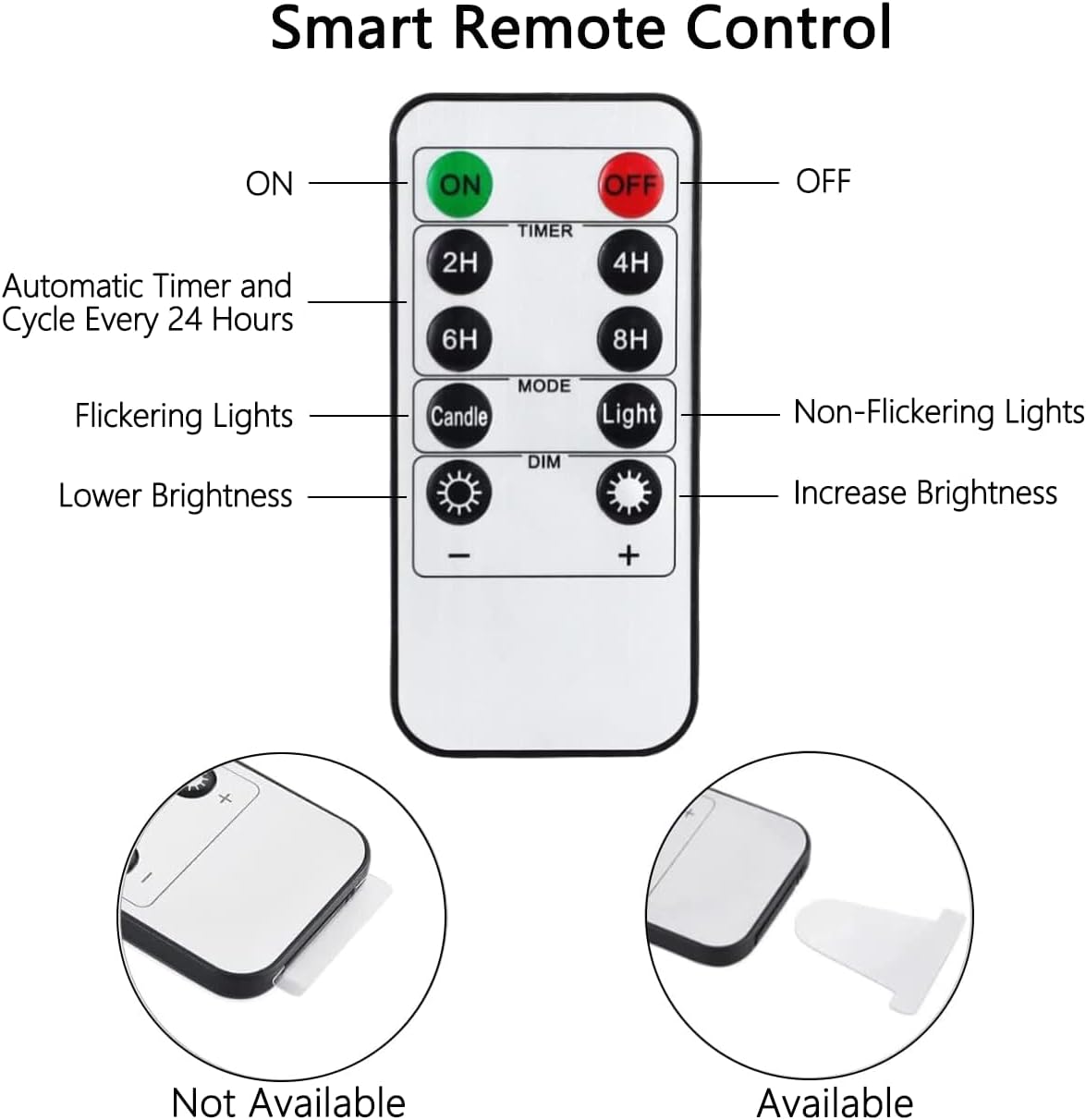Thumbnail 6 de Lonkenn 2 pezzi Candele LED Ricaricabili con Telecomando e Timer – Fiamma Tremolante in Grigio Vetro, 10 cm