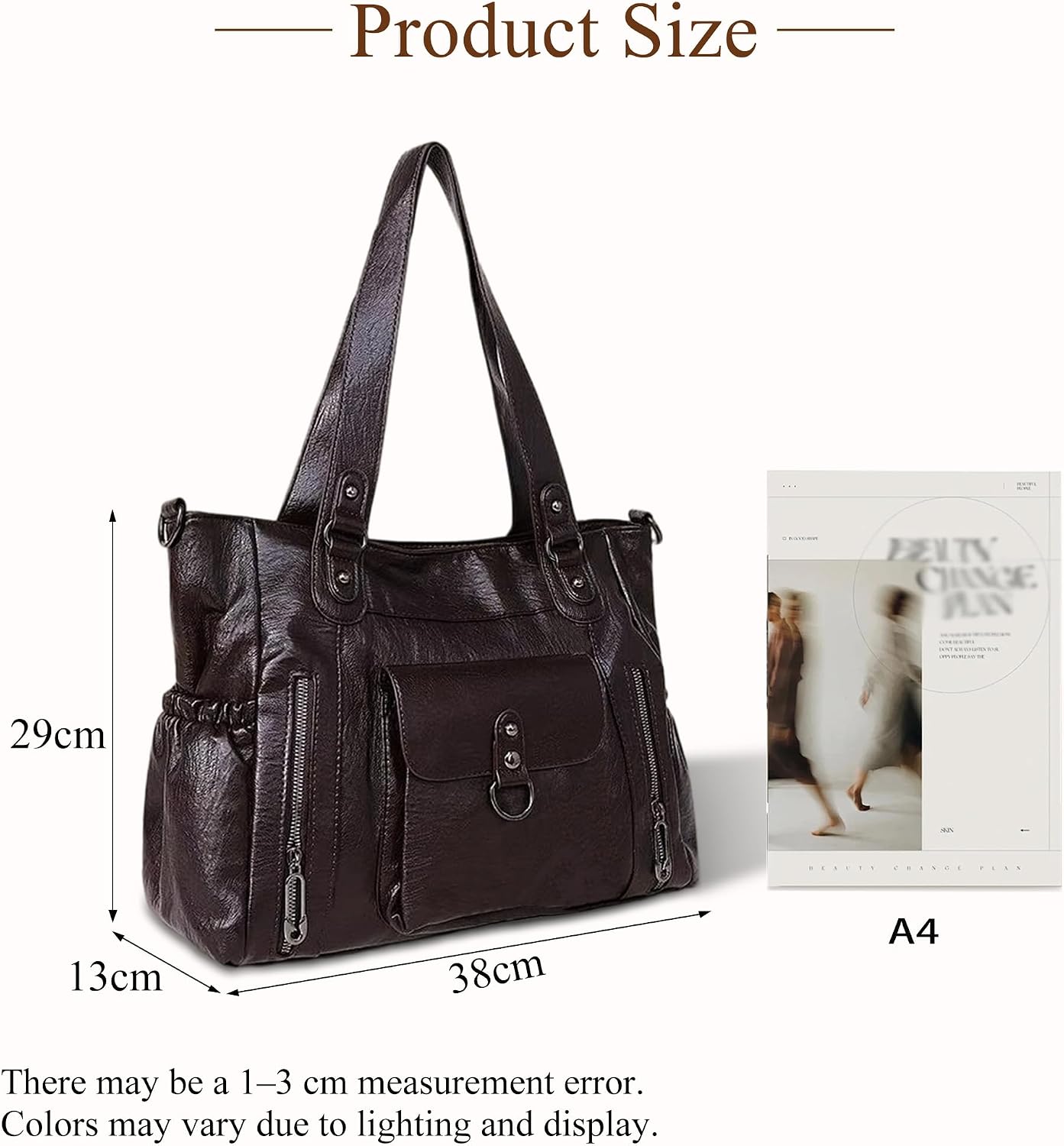 Detalle de Gluckstar sac cabas PU imperméable 38×13×29 cm