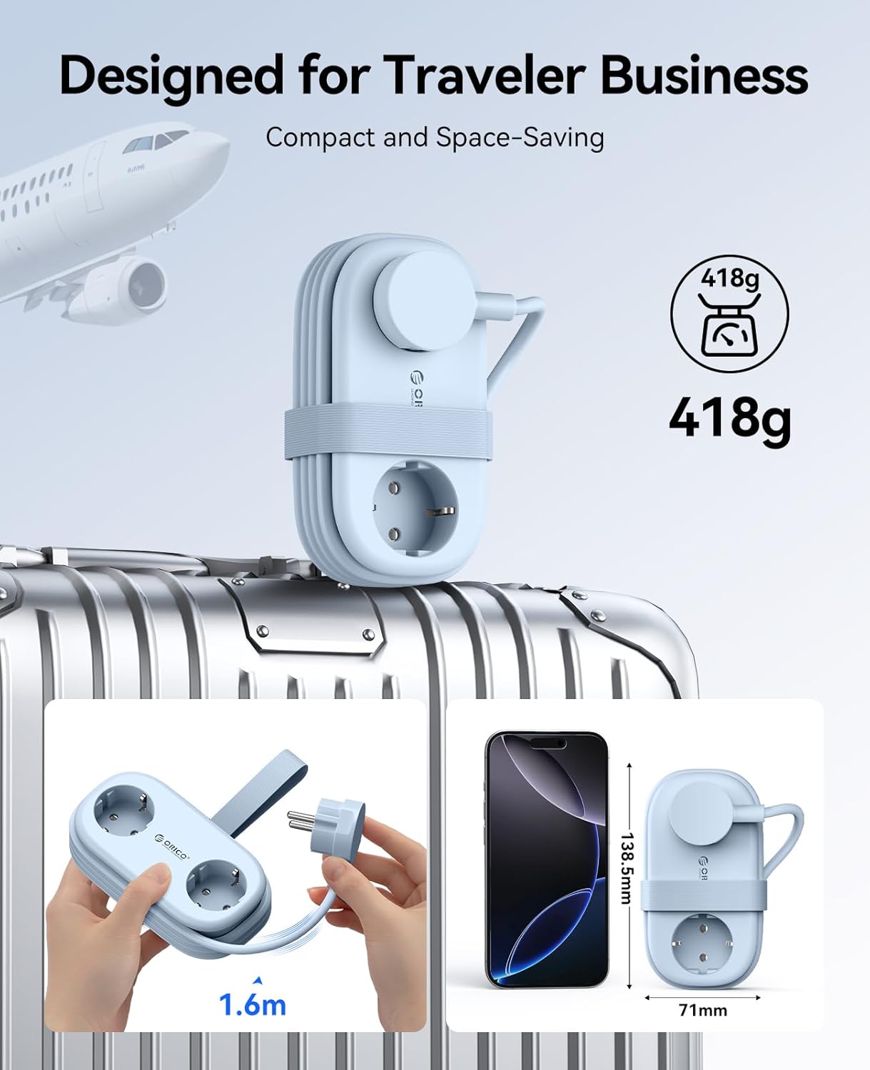 Thumbnail 3 de ORICO 65W GaN Reise-Mehrfachsteckdose mit USB-C – 6-in-1, kompakt und schnellladefähig