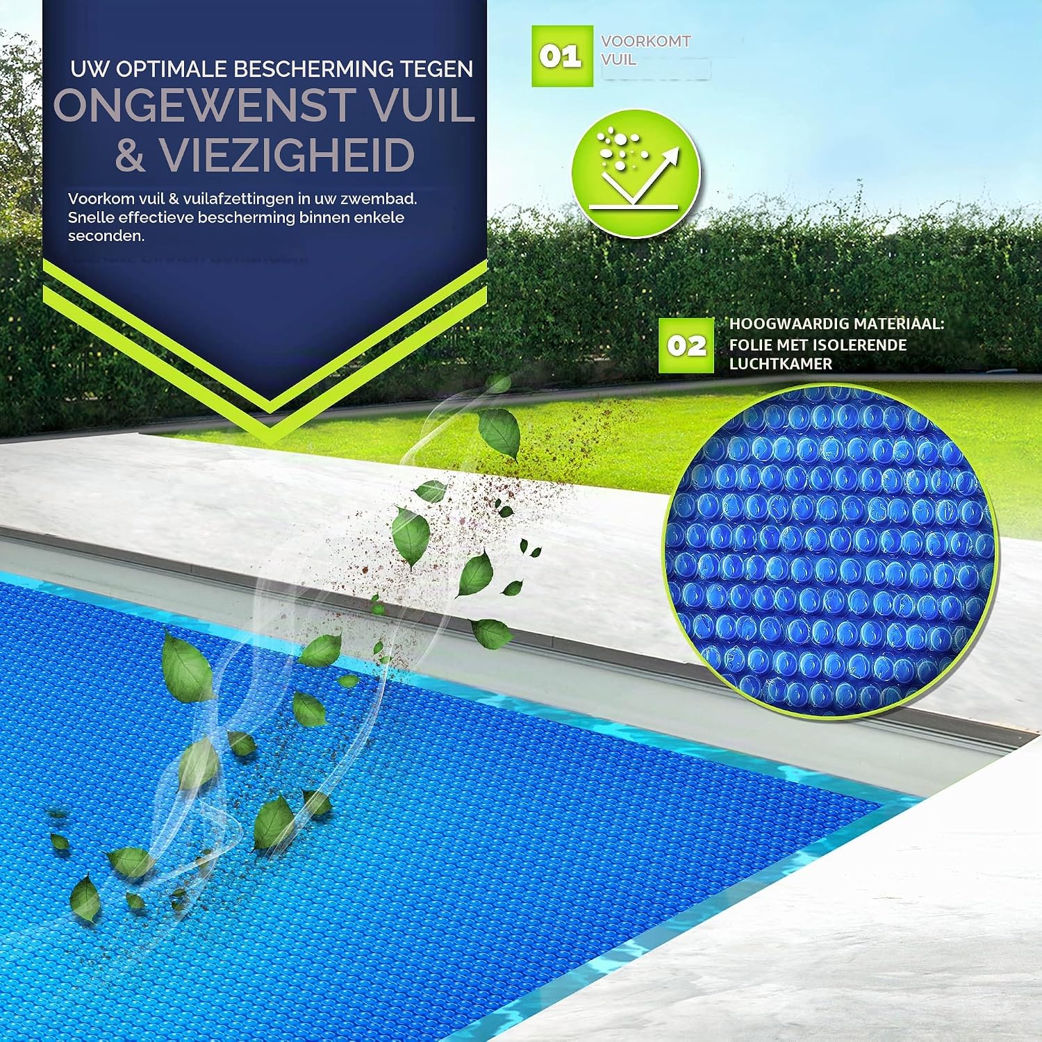 Detalle 2 de tillvex TVPF zonnefolie voor zwembad, 120 µm, 700 x 400 cm, op maat te knippen
