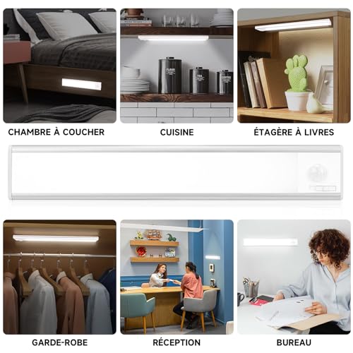 Thumbnail 6 de Reglette LED Sous-Meuble Cuisine 24 cm Haokiang (2 Pack) – Détecteur de Mouvement, 6500K, Rechargeable USB