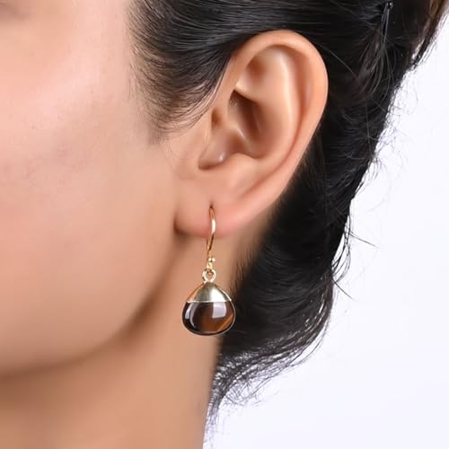 Thumbnail 2 de Gempires Natural Gemstone Teardrop Dangle Earrings, Green Onyx – Lightweight Gold Plated, Hypoallergenic Drop Earrings