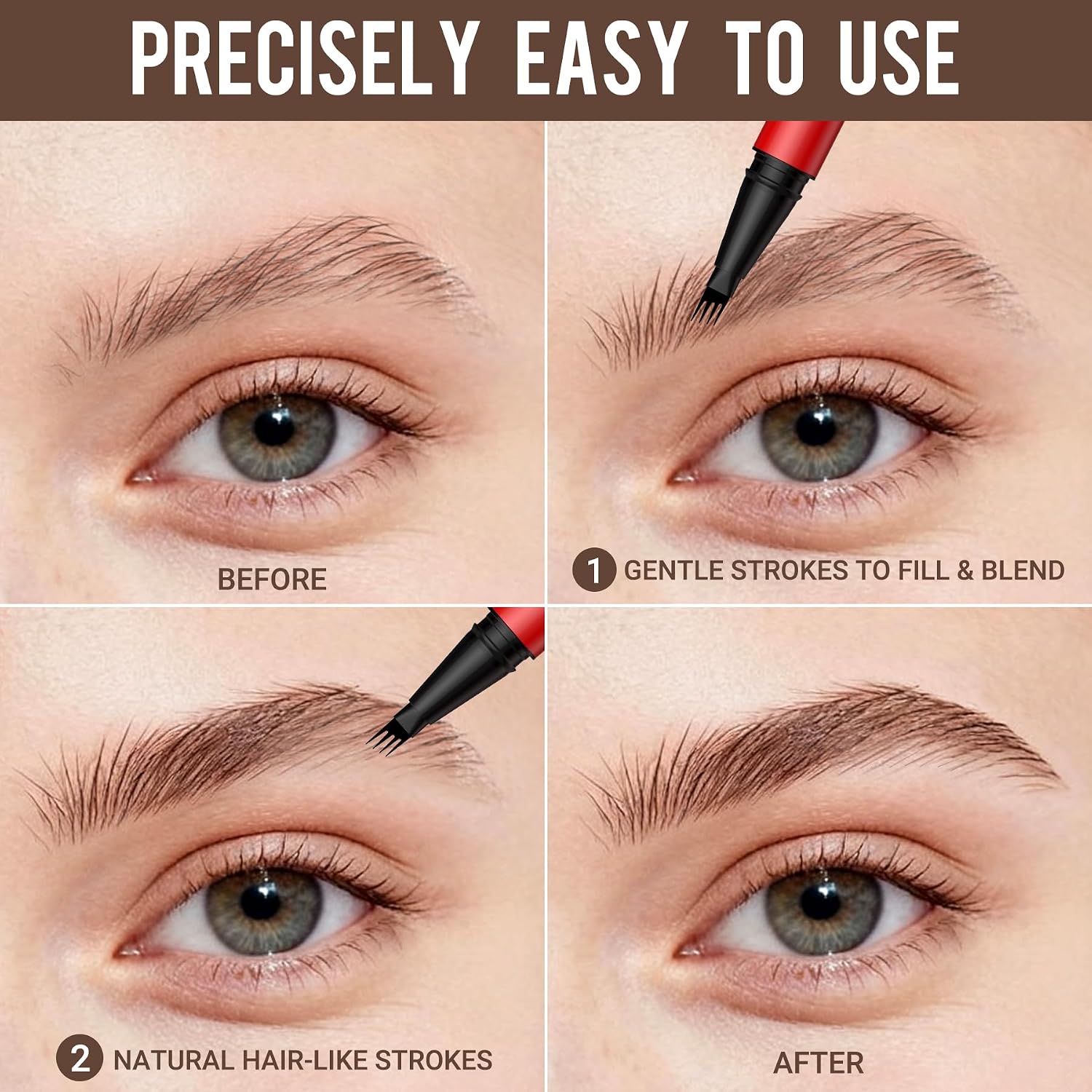 Thumbnail 6 de Vevivia Beauty Eyebrow Pencils for Women — Dark Brown 2-Pack with Precise 4-Tip Brow Pencil