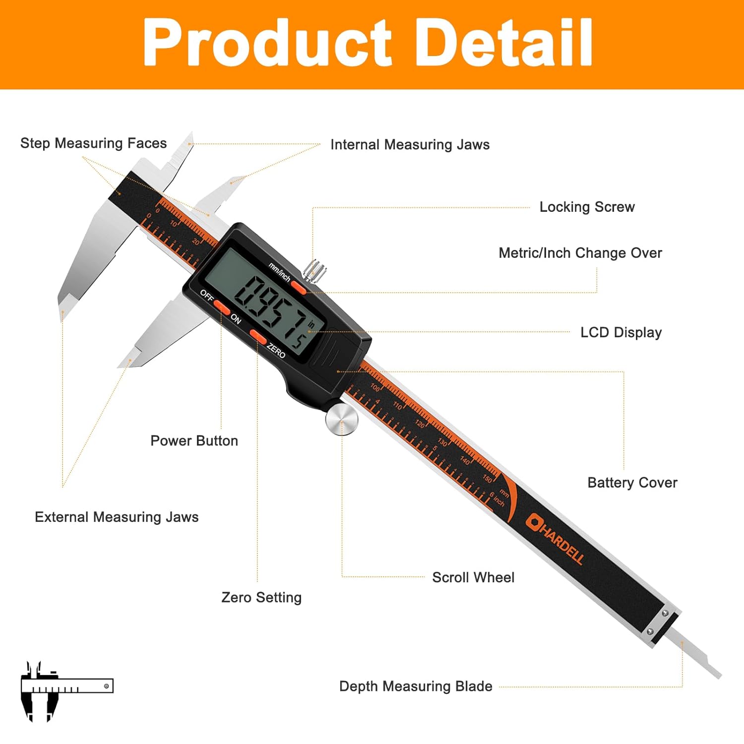 Thumbnail 5 de HARDELL Digital Vernier Caliper 6 Inch