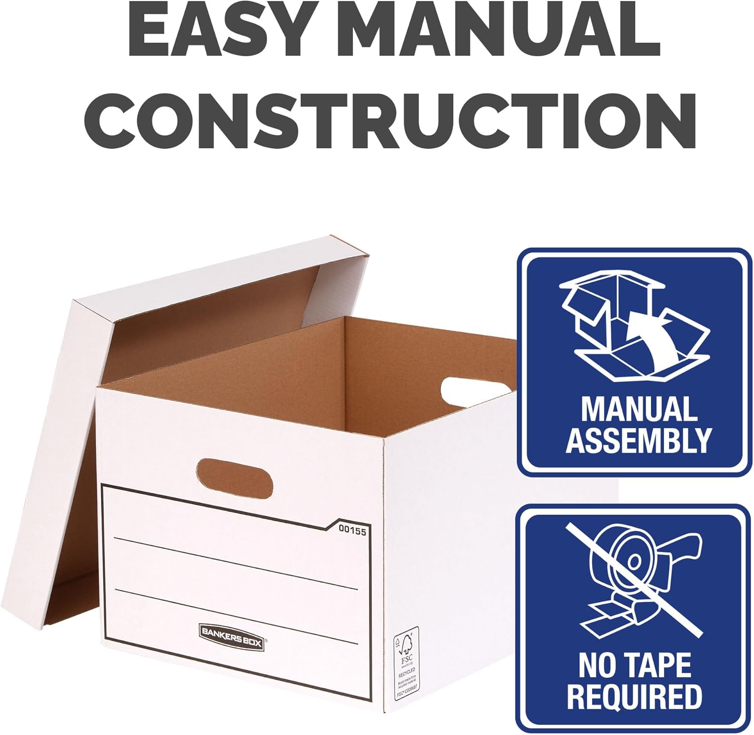 Thumbnail 1 de Fellowes Bankers Box Boîte de rangement empilable mult-usage – lot de 10 (Blanc)
