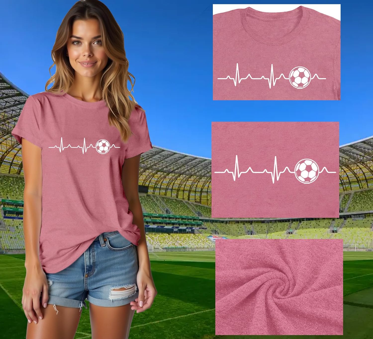 Detalle 2 de Qskall football heart T-shirt