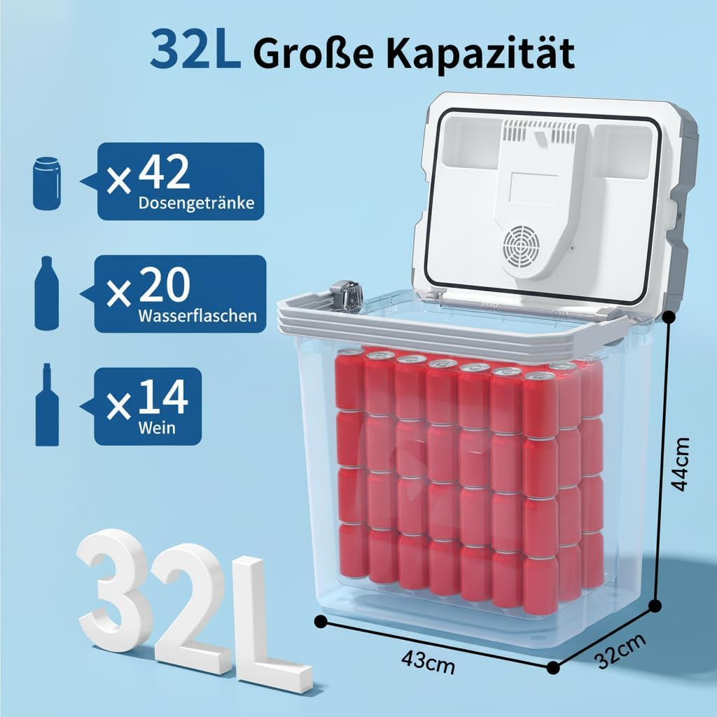 Detalle de TOOHUB 32L Kühlbox – effiziente Thermoelektrik für Camping, Auto und Zuhause