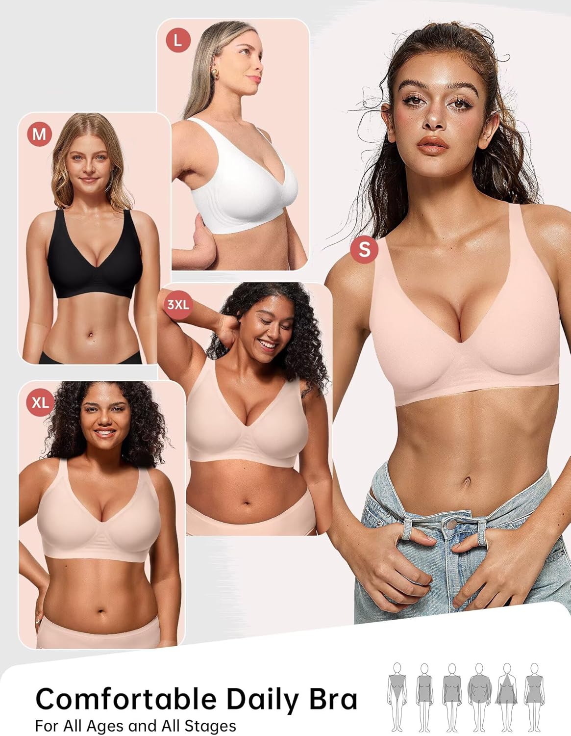 Thumbnail 5 de Vertvie Jelly Wireless Push Up Plunge Seamless T-Shirt Bra (No Underwire)
