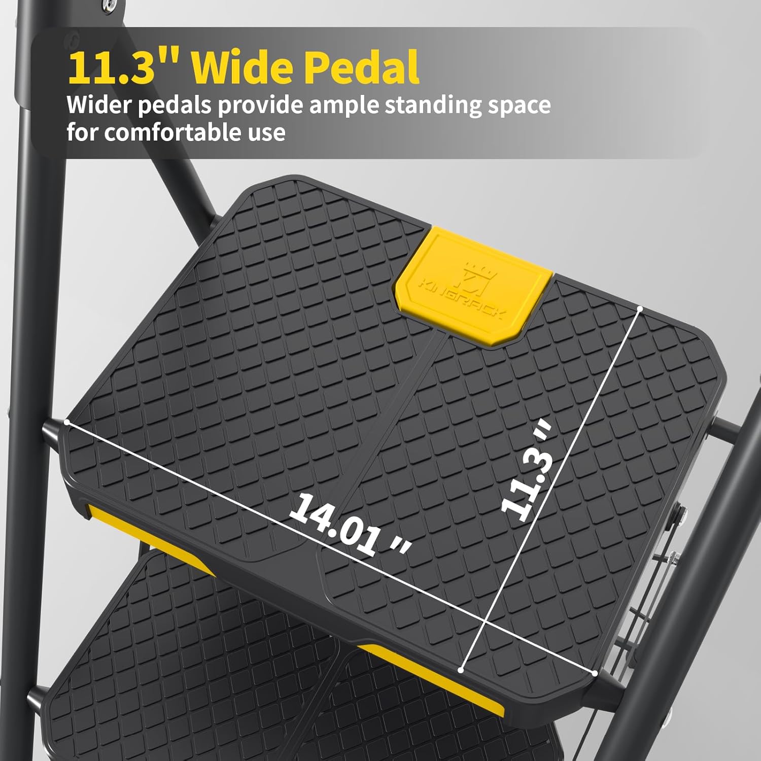 Thumbnail 1 de KINGRACK 2 Step Ladder with Safe-Lock Design, Handrail & Anti-Slip Wide Pedals (Steel, Folding)