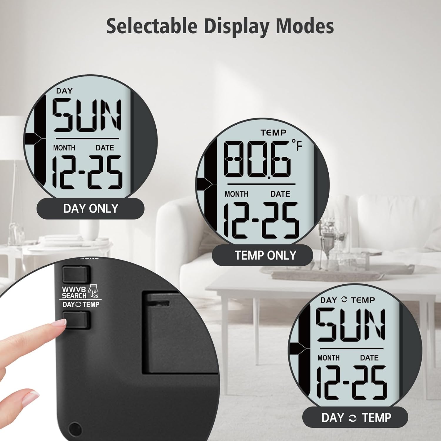 Detalle de WallarGe Digital Wall Clock 14.5-inch