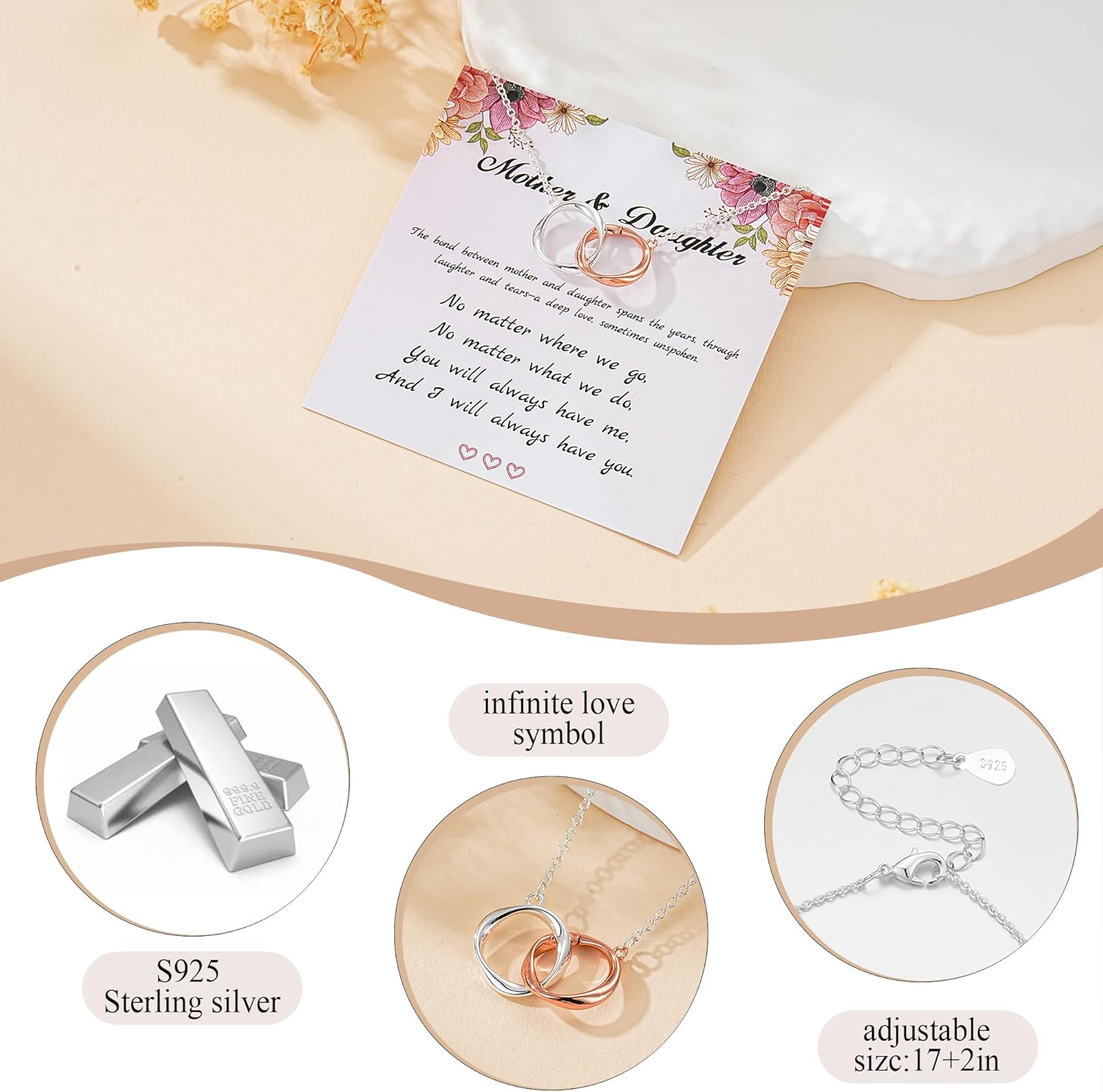 Thumbnail 2 de DORANA Sterling Silver Mother & Daughter Circle Necklace Set
