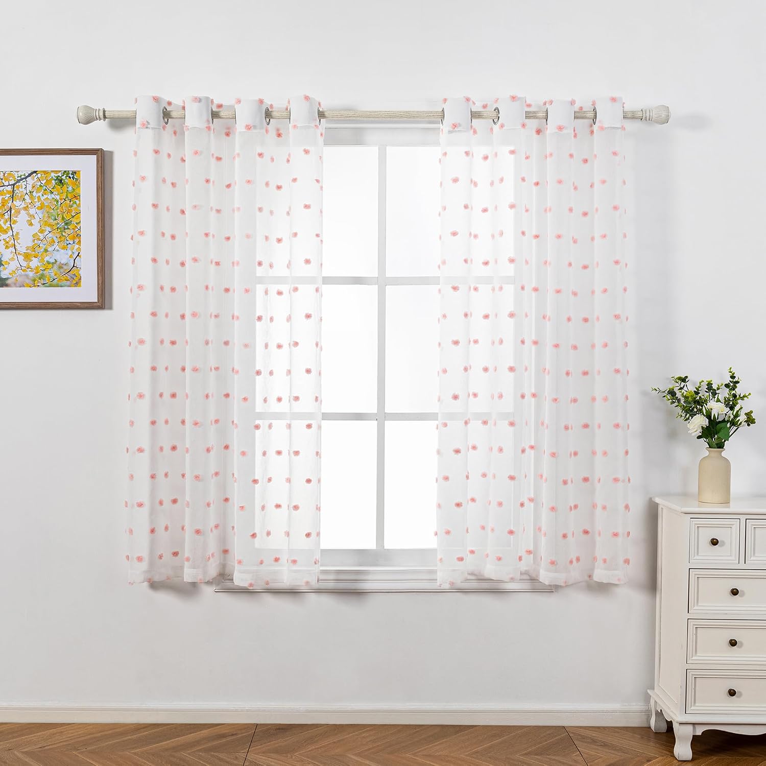 Detalle 2 de MYSKY HOME Vorhänge Rosa 2er Set Ösen