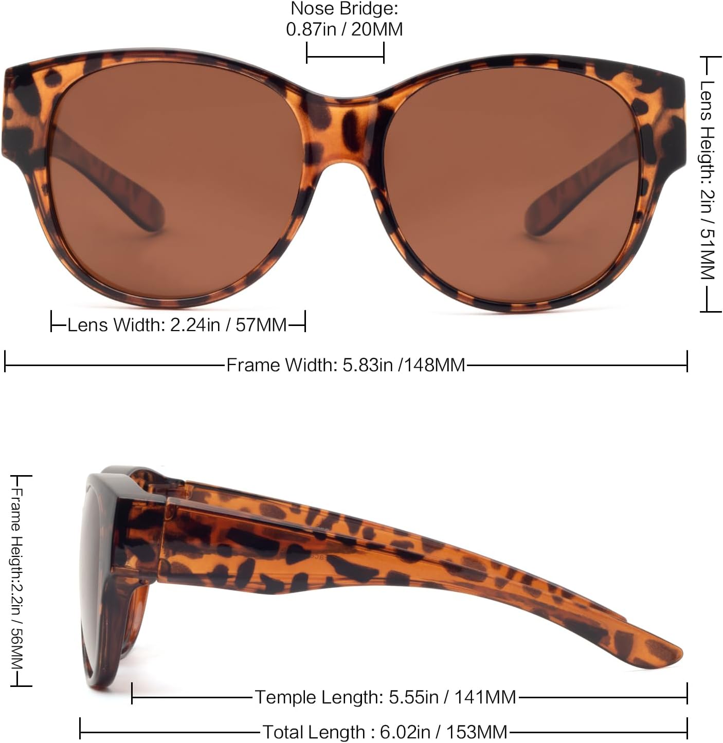 Detalle de Face Shadow Überzieh-Sonnenbrille – polarisiert, UV400, ultraleichtes Over-Glasses Modell für Brillenträger