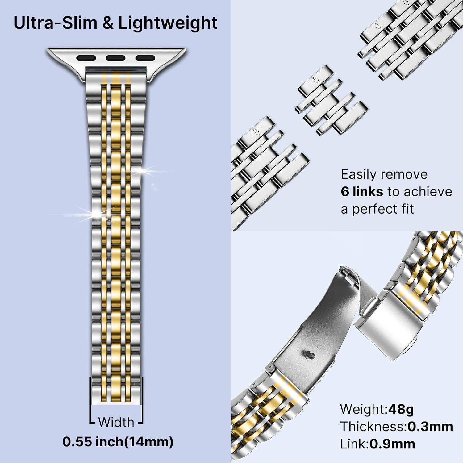 Detalle de Fullmosa Slim Metal Strap 42mm for Apple Watch