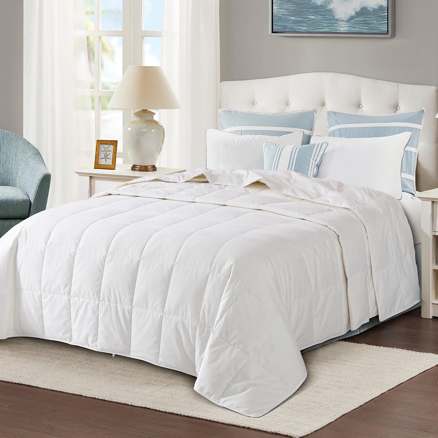 Thumbnail 6 de Globon White Summer Down Comforter/Blanket (Queen) – Lightweight Duvet Insert for Hot Sleepers
