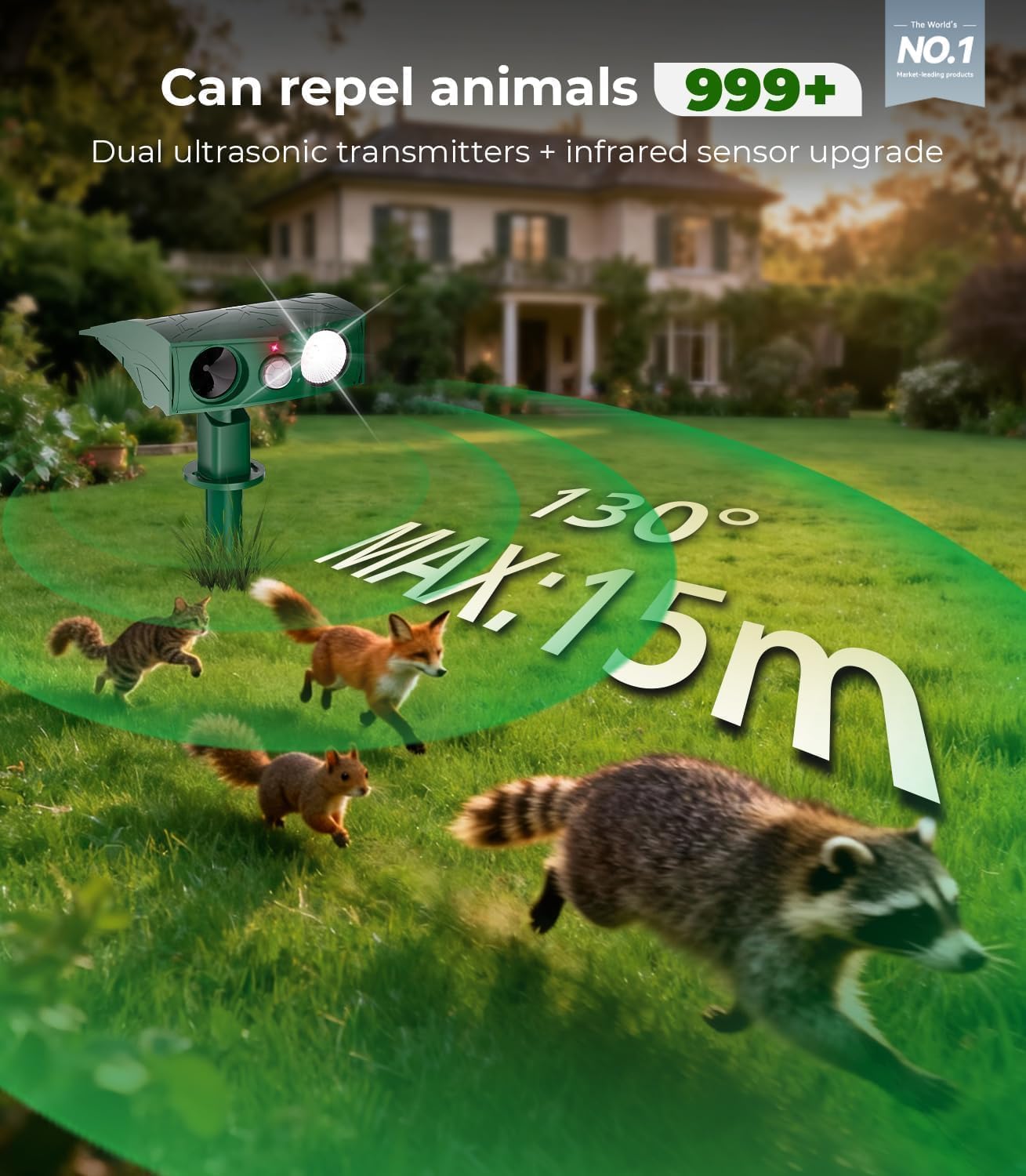Detalle de 2026 NO.1 NEW Cat Repellent for Grdens Uk – 6 Modes, 450m² Coverage, 99.99% Solar Efficiency